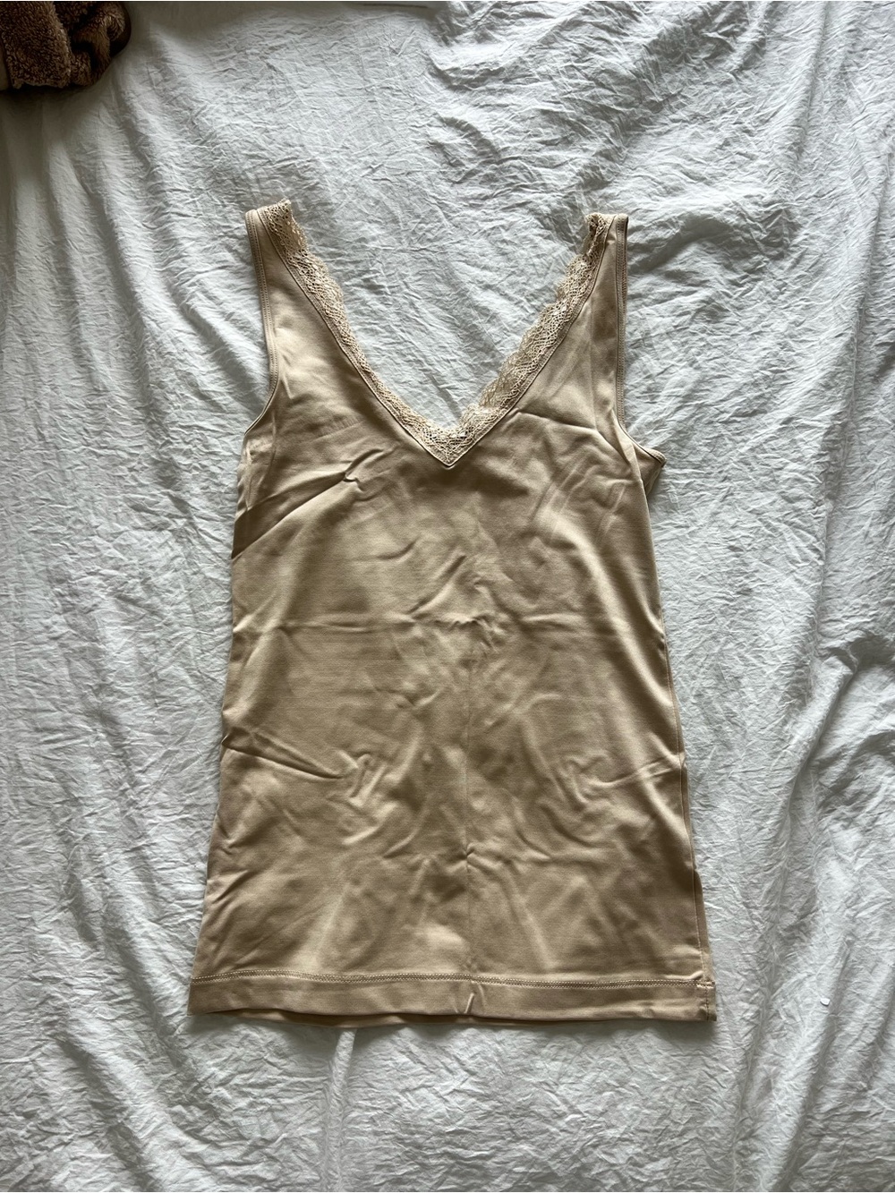 Banana Republic Lace-Trim V-Neck Tank Top - Light Beige
